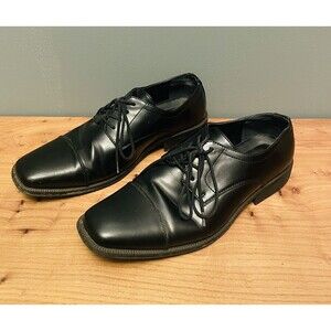 Alfani Adam Square Cap Toe Lace Up Oxford Derby Men’s Dress Shoes Sz 10.5M Black